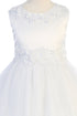 Little Girls White Pearl Floral Applique Princess Ballgown Dress 2-6